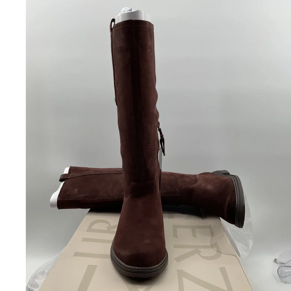 Naturalizer Ontime Brown Suede Tall Knee High Boots Womens 8.5M Low Block Heel